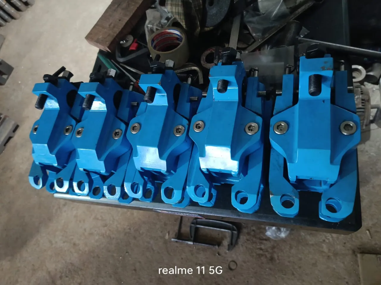 Row of guide boxes prepared for fitting