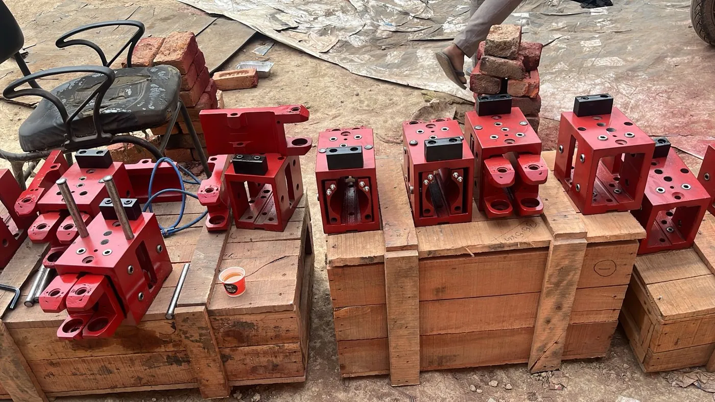 Finished guide boxes crated for dispatch